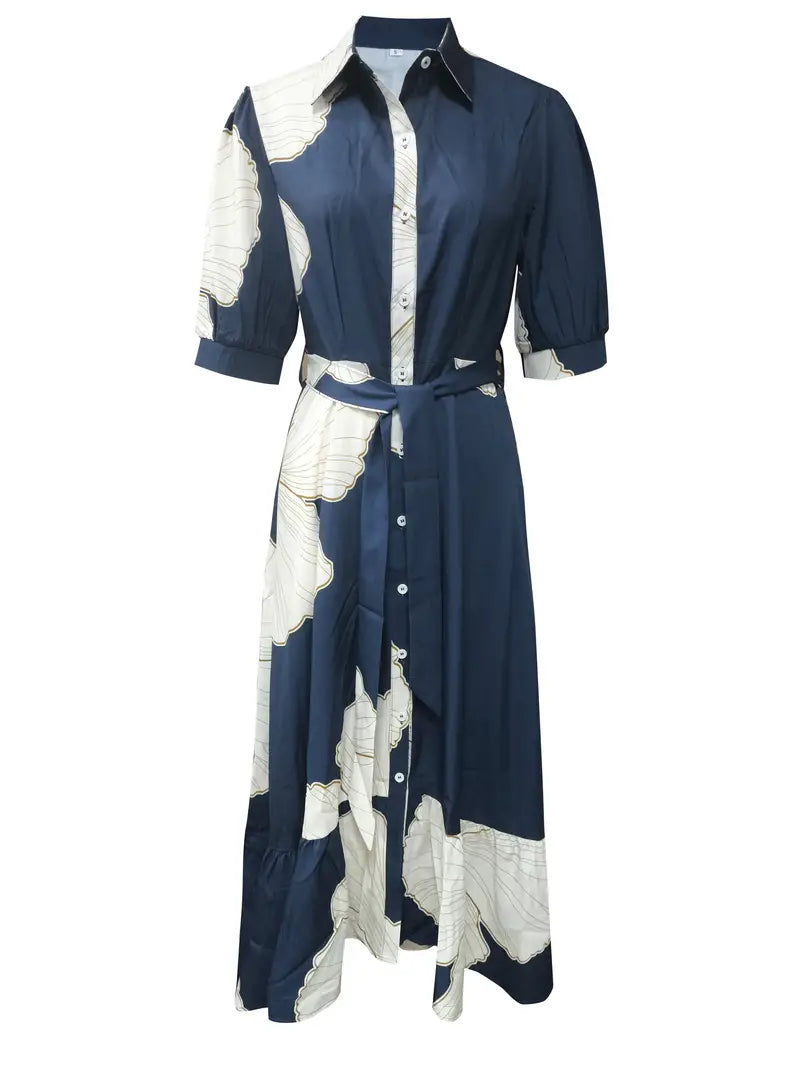 Navy floral shirt dress on sale